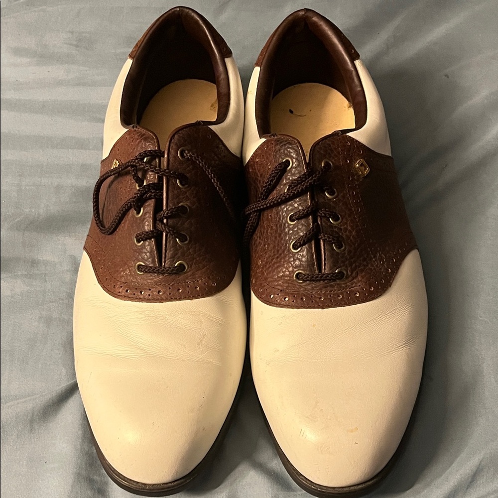 FootJoy Size 13 Men’s Brown and White Saddle Oxford Golf Shoes